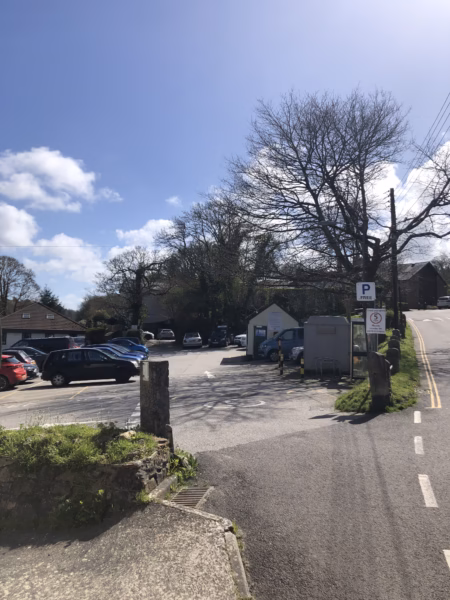 View of the entrance to The Square Car Park, Chacewater.