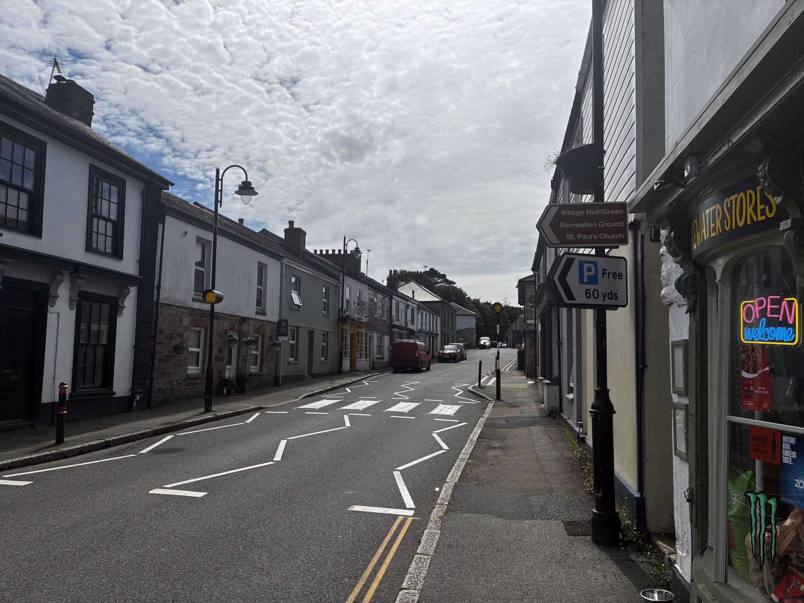 View of the pedestrian crossing on Fore Street, Chacewater